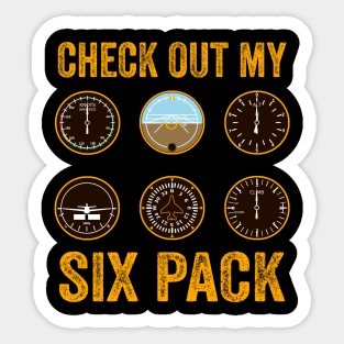 Check Out My Six Pack Pilot Funny Aviation Lover Sticker